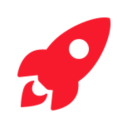A simple red rocket icon with a white circular window, facing upward to the right, on a white background—perfect for representing IPTV Mexico’s innovative launch.